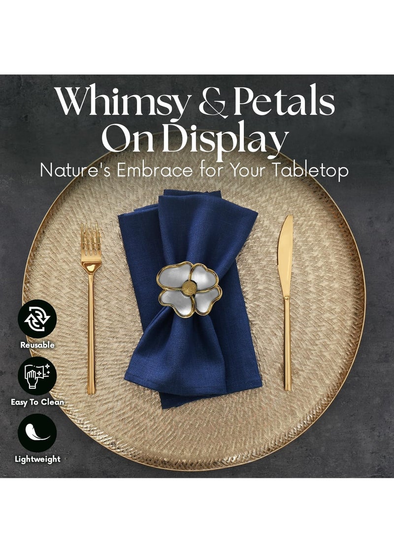 Flower Napkin Rings Elegant Napkin Holders for Paper Napkins and Table Cloths for Casual Dinner  Thanksgiving Decorations Non-Rust Gold Set of 12 - Image 3