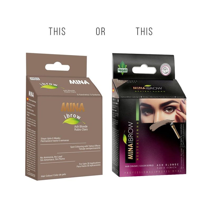 MinaiBrow MINA ibrow Henna Hair Color Professional Tint Kit With Brush Combo Pack | No Ammonia | Vegan & Cruelty Free | Upto 30 Applications (Ash Blond) - Image 3