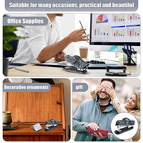 Pajean Dragon Stapler with 2000 Staples, Dragon Head Stapler Novelty Stapler Funny Carving Resin Faucet Stapler for Office Desk Stationery Desktop Accessory Home Decor(Grey) - Image 4