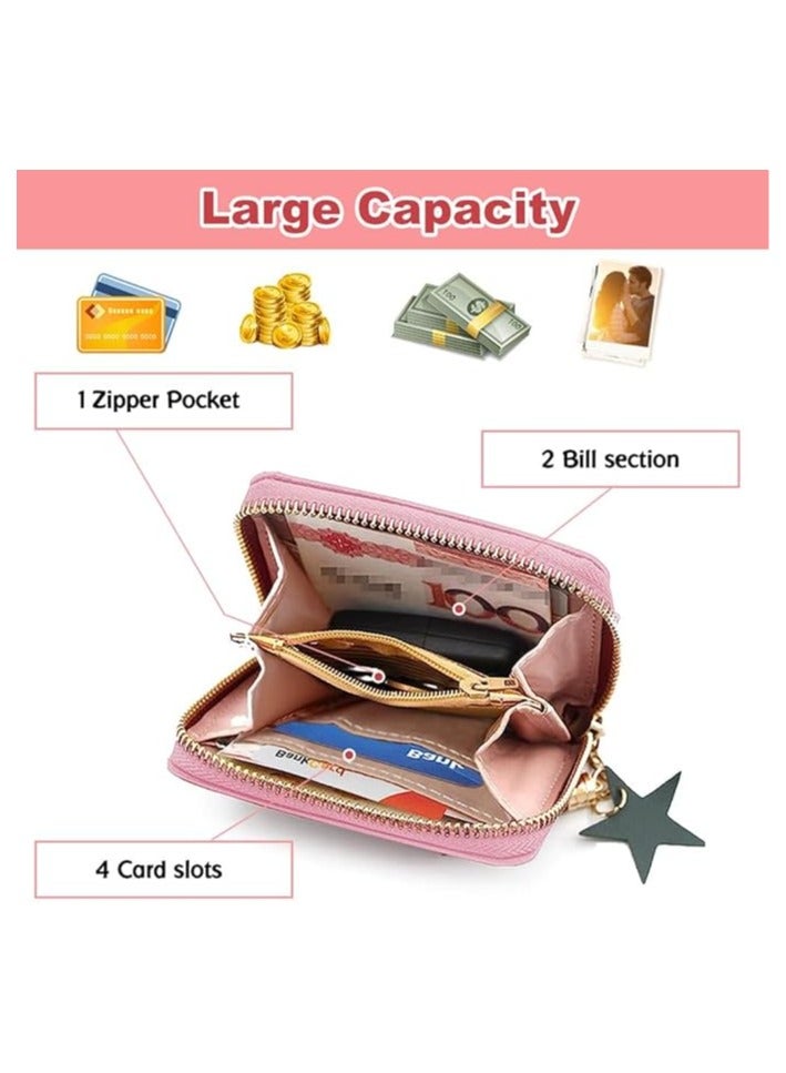 Girls Purse, Cute Slim Short Small Kids Wallet with Embroidery Hearts,Kids Wallets, PU Leather Ladies Purse with Tassel Zipper for Teens Girls Women  - Image 4