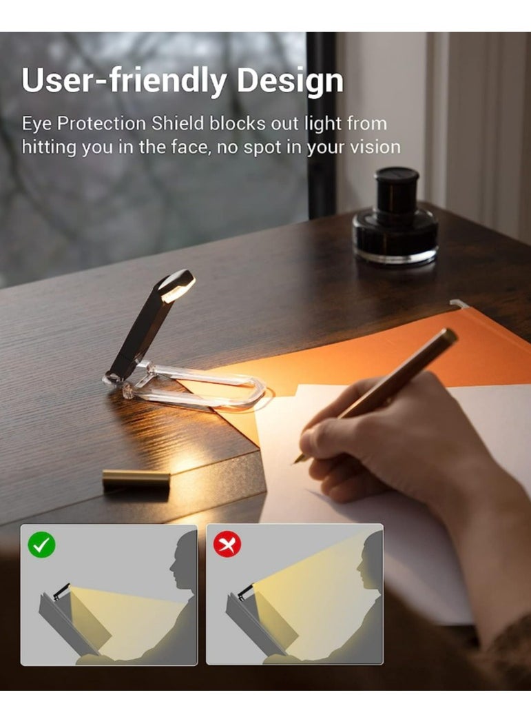 USB Rechargeable Book Reading Light, Warm White + Daylight, LED Eye Care Clip on Book Light for Reading in Bed