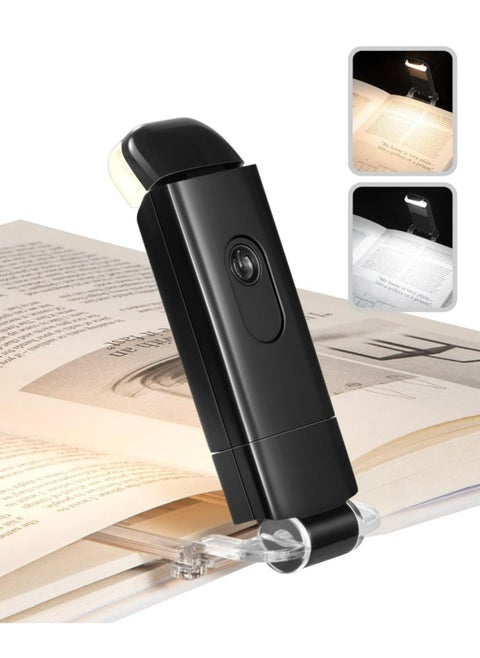 USB Rechargeable Book Reading Light, Warm White + Daylight, LED Eye Care Clip on Book Light for Reading in Bed