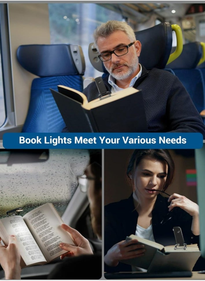 USB Rechargeable Book Reading Light, Warm White + Daylight, LED Eye Care Clip on Book Light for Reading in Bed