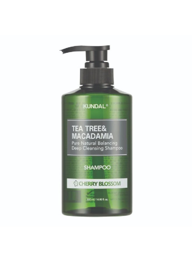KUNDAL Tea Tree & Macadamia Shampoo - Cherry Blossom 500ml - Image 1