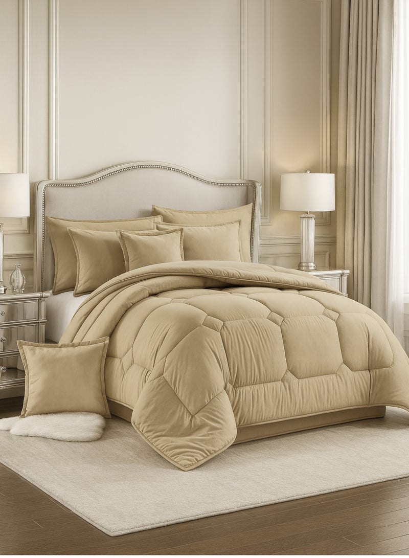 مون مفرش سرير ملكي فاخر 6 قطع – لحاف مبطن ناعم ومريح – طقم مفارش سرير فندقي فخم نفرين مقاس كبير 250×230 سم مع وسائد وخداديات يناسب سرير مقاس 200×200 سم - Image 3