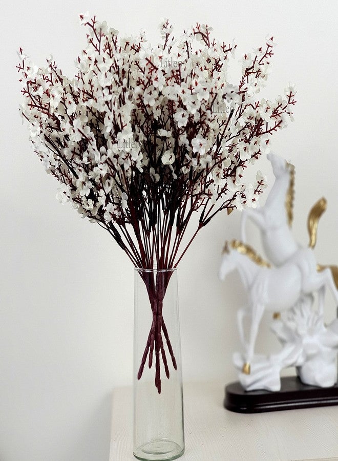 Litleo ( 4 Pcs Gypsophila Flower Fake Sticks Bunch Decorative Items for Gifting, Home, Office, Bedroom, Table, Restaurant Centerpieces, Valentine's Day Decoration (Without Vase Pot) (White) - Image 1
