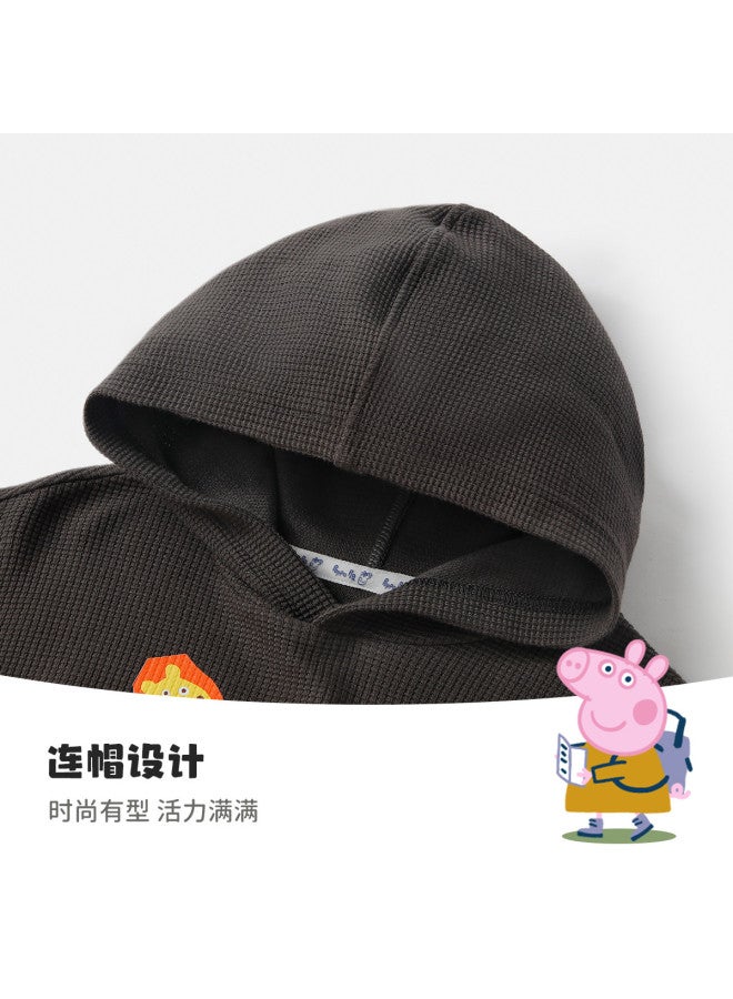peppa Pig Spring Boys' Color-blocked Sleeve Hooded Sweatshirt - Versatile Long-sleeve Top For Toddlers - Image 5