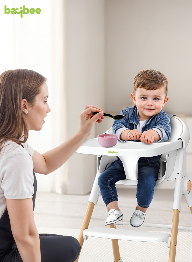 BAYBEE Premium 3-in-1 Convertible Baby High Chair for Kids | Toddler Dining Feeding Chair with Adjustable Height & 5-Point Safety Harness | Baby Chair with Adjustable Tray | Kids High Chair for Baby for 6 Months to 4 Years Boy Girl White - Image 3