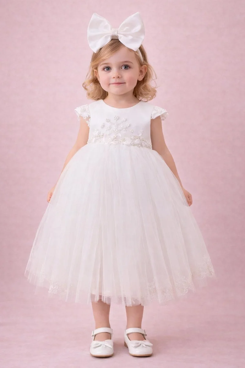 فيا بامبينو Baby White Dress 416