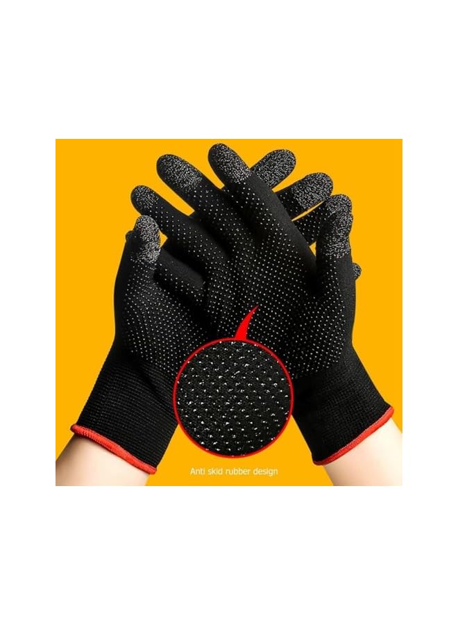 Green Tiger Gaming Gloves, Anti-Sweat Breathable, Touch Finger for Highly Sensitive Nano-Silver Fiber Material, Dot Silica Gel Palm Non-Slip Design, Support Almost All Mobile Gaming (05-Black) - Image 3