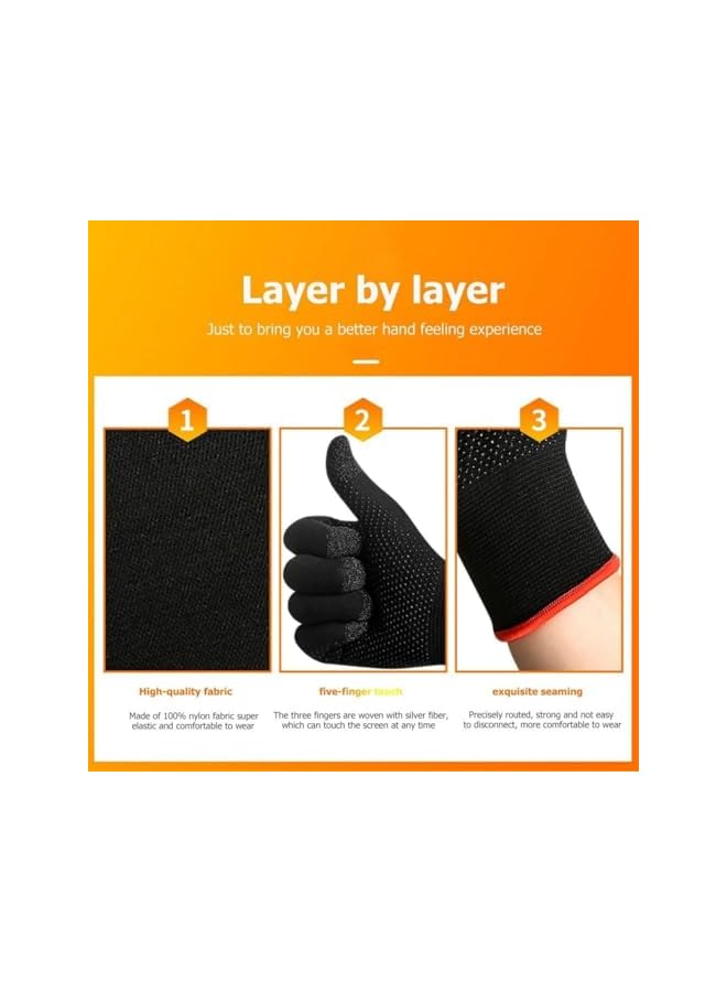 Green Tiger Gaming Gloves, Anti-Sweat Breathable, Touch Finger for Highly Sensitive Nano-Silver Fiber Material, Dot Silica Gel Palm Non-Slip Design, Support Almost All Mobile Gaming (05-Black) - Image 4