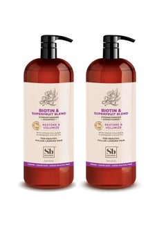 Soapbox Soapbox Biotin & Superfruit Shampoo & Conditioner Set with Vegan Collagen, Aloe and Shea Butter, Sulfate Free, Paraben & Silicone Free, Color Safe and Vegan Hair Products, 1 Liter Each (Pack of 2) 