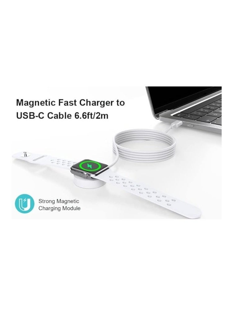 Generic For Apple Watch Charger USB C 1m for IWatch Charger Compatible With Apple Watch Ultra/8/7/6/5/4/3/2/1/SE - White  - Image 2