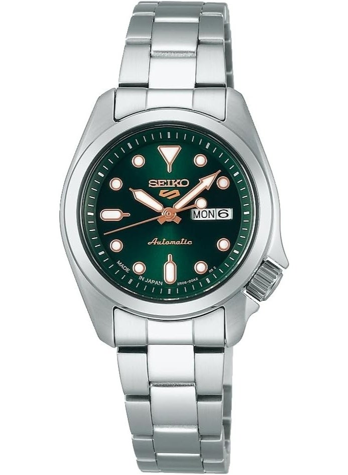 5 Sports SKX Series Automatic Women’s Watch SRRA005, 28 mm Dark Green Sunray Dial, Stainless Steel Case & Bracelet, 100 m WR