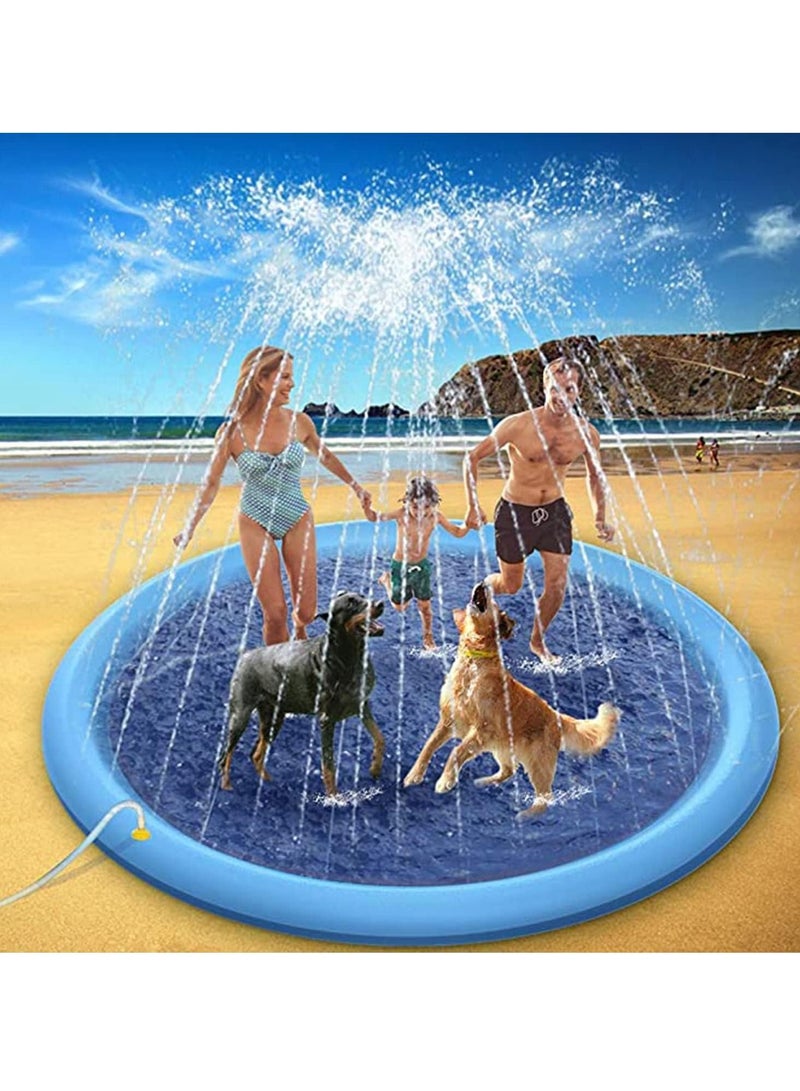 KASTWAVE Splash Sprinkler Pad for Dogs Kids Anti-Slip Thickened Dog Pool Durable Upgrade Bath Pool Pet Summer Outdoor Water Toys Backyard Fountain Play Mat for Pet Dogs and Kiddie (150CM)  - Image 5