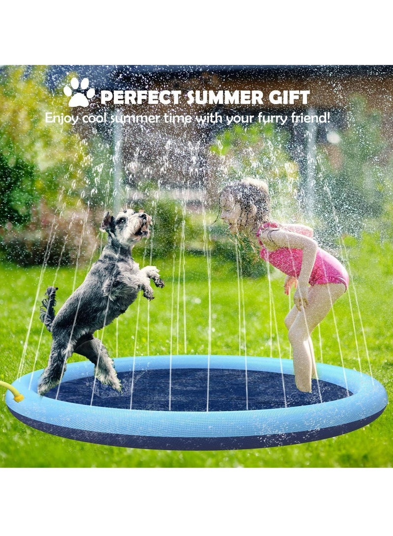 KASTWAVE Splash Sprinkler Pad for Dogs Kids Anti-Slip Thickened Dog Pool Durable Upgrade Bath Pool Pet Summer Outdoor Water Toys Backyard Fountain Play Mat for Pet Dogs and Kiddie (150CM)  - Image 2