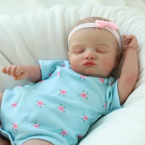 KSBD Realistic Reborn Baby Dolls 18 inch Rosalie Newborn Baby Sleeping Girl Cloth Body Poseable Real Life Baby Dolls Birthday Gift for Kids Age 3 - Image 5