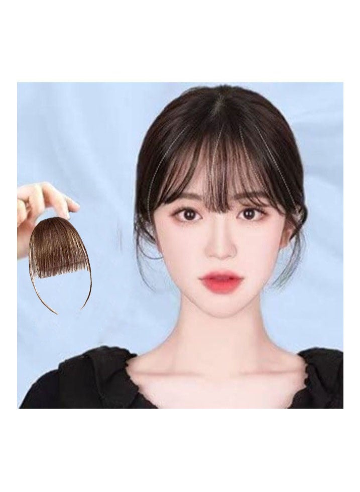 إستيل وصلات شعر بشري 100٪ مشبك في الانفجارات شعر طبيعي بمشابك على هامش الهواء الانفجارات الجانبية بشبكة لطيفة مصنوعة يدويًا من الانفجارات الطبيعية المسطحة الأنيقة مع المعابد للنساء قطعة واحدة لون رقم 4 - Image 1