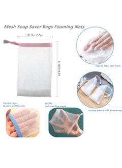 FULINJOY 6 PCS Exfoliating Mesh Soap Saver Pouch Bag Sack, Face Cleansing Foaming Nets, White Pouch with Drawstring (Color Random)  - Image 4