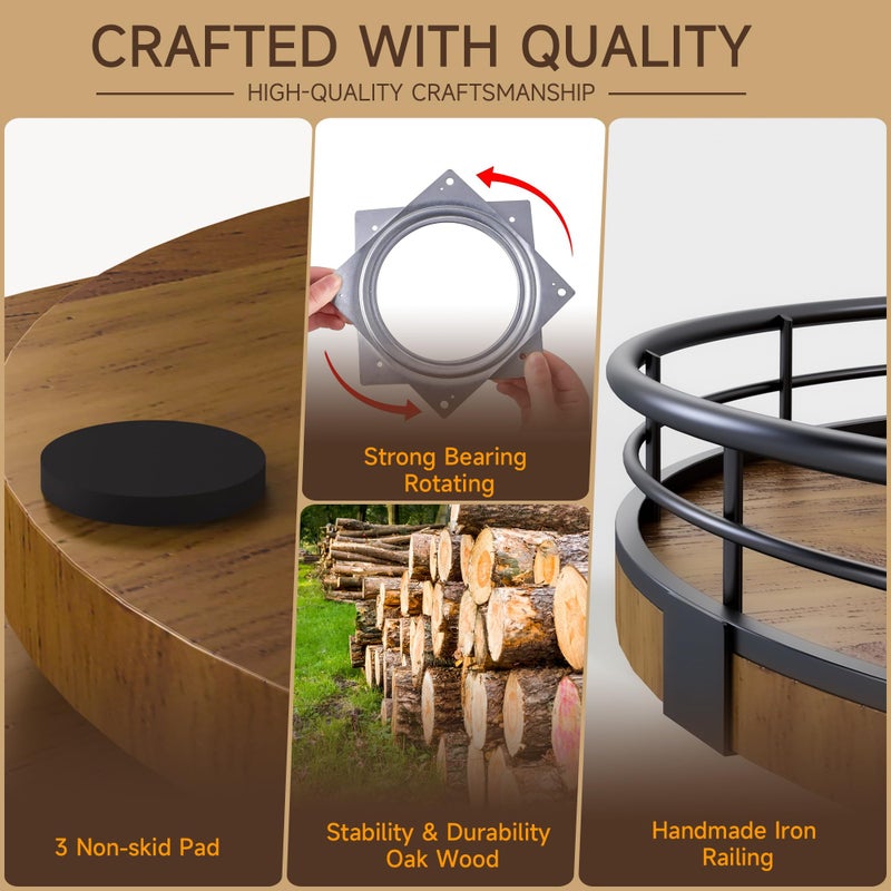 AMH Farmhouse Oak 18" Lazy Susan Turntable Organizer for Cabinet, Round Wooden Lazy Susan Organization and Storage for Dining Table, Pantry, Kitchen, Countertop, Cupboard,Home Decor, Walnut Wood (18") - Image 4