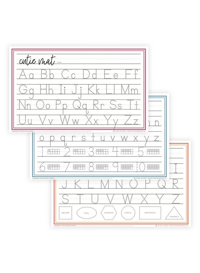 Ryan & Rose Ryan & Rose Cutie Mats Disposable Placemats For Baby, Toddlers & Kids Extra Coverage (13" X 21") 30 Pack (3 Designs) Stick To Table Easy Clean Up For Food & Toys Dry Erase Tracing Writing (EDU Tracer) - Image 1