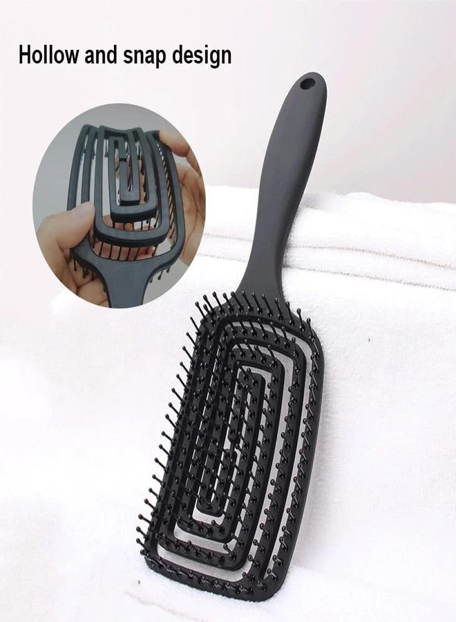 Rinpoche Detangling Hair Brush for Pain-Free Brushing on All Wet or Dry Hair Types, Fluffy High Skull Plant Fiber Pork Rib Comb Bristles, Wheat Straw Hair Brush Hollow Out Styling Comb (SQUARE) - Image 2