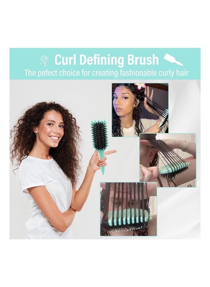 Bezzimo Curly Hair Brush Styling-Curly Hair Comb, Wet Dry Detangler Hair Brush, The Essential Tool For Shaping And Styling Your Curls, Achieve Perfectly Defined Curl (Green) - Image 3
