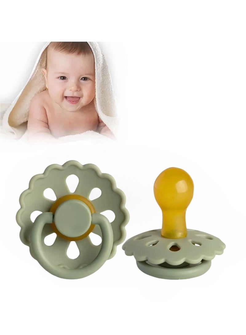 joybuy لهاية طبيعية من اللاتكس، لهاية على شكل زهرة، مناسبة للصبي أو الفتاة، 0 - 6 أشهر - Image 1