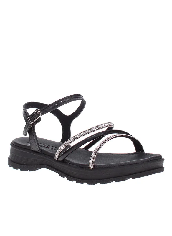 موليكينها Molekinha Pre Teen Girls Sandals With Back Strap Black | Made In Brazil