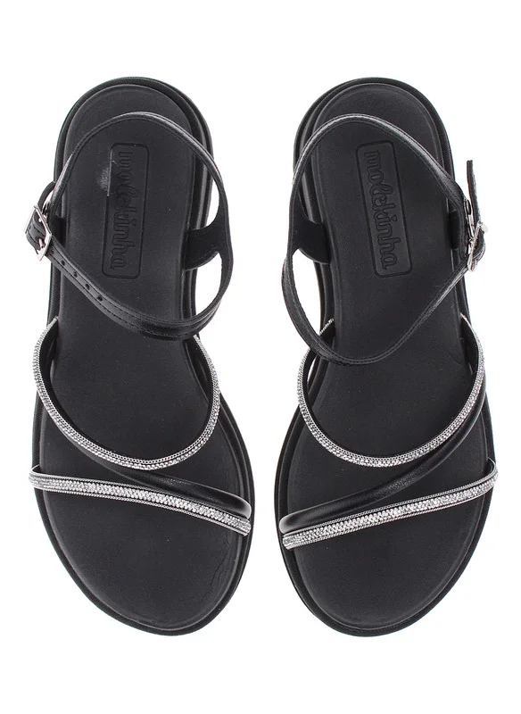 MOLEKINHA Molekinha Pre Teen Girls Sandals With Back Strap Black | Made In Brazil