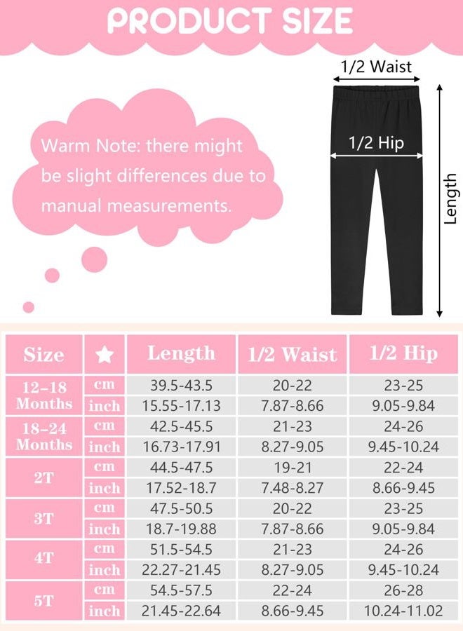 Resinta 5 Packs Toddler and Baby Girls Leggings Pants Full Length Cotton Basic Leggings Stretchy Soft Leggings Tights Pants, Black, 5 Years - Image 2