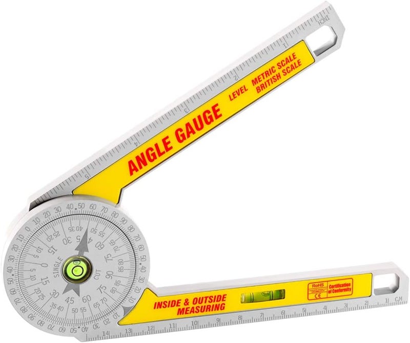 AUSDTOOLS Miter Saw Protractor Angle Ruler, 360 Degree Measure Tool ,Angle Finder Gauge with High Accuracy Bubble Level for Carpenters and All Building Trades - Image 1