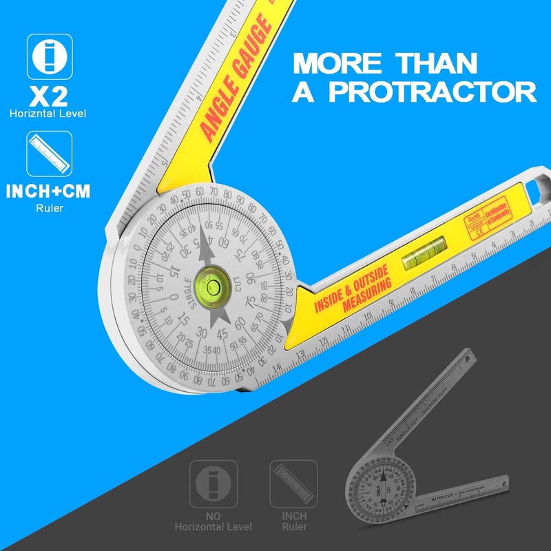 AUSDTOOLS Miter Saw Protractor Angle Ruler, 360 Degree Measure Tool ,Angle Finder Gauge with High Accuracy Bubble Level for Carpenters and All Building Trades - Image 3