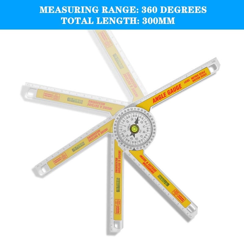 AUSDTOOLS Miter Saw Protractor Angle Ruler, 360 Degree Measure Tool ,Angle Finder Gauge with High Accuracy Bubble Level for Carpenters and All Building Trades - Image 5