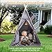 RONGFA Teepee Tent for Kids with Mat Star Lights Carry Case Cotton Canvas Playhouse Foldable Tents Portable Children Play Tent Indoor OutdoorGrey - Image 4