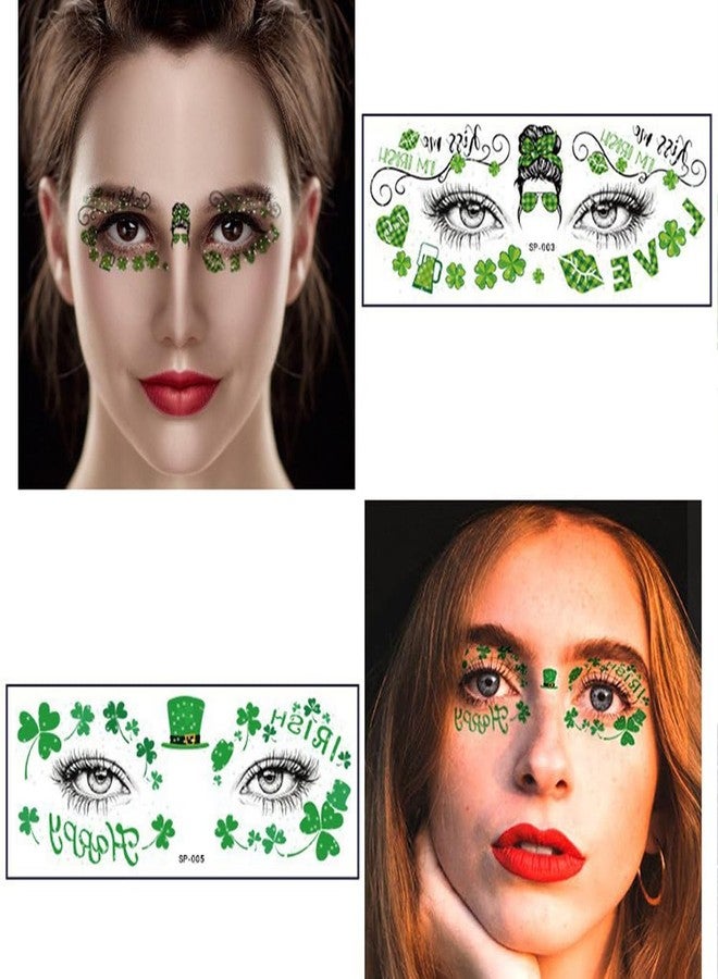 Hrnsnails 10 Sheets St Patricks Day Temporary Tattoos - St Patrick’s Day Shamrock Tattoos Face, Saint Patricks Day Shamrock Face Stickers, Waterproof Clover Tattoos Art Make up St Patricks Day Accessories - Image 3