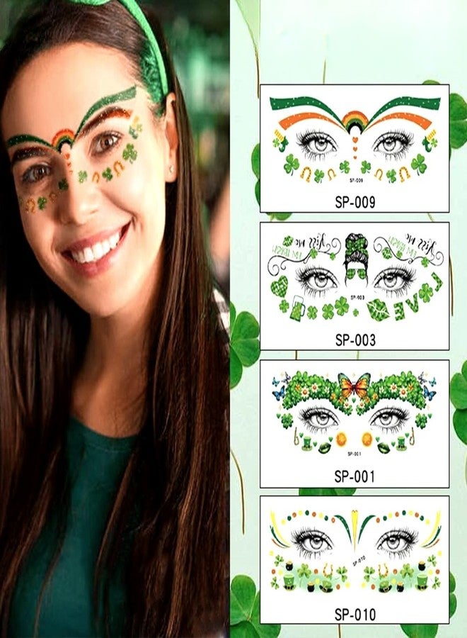 Hrnsnails 10 Sheets St Patricks Day Temporary Tattoos - St Patrick’s Day Shamrock Tattoos Face, Saint Patricks Day Shamrock Face Stickers, Waterproof Clover Tattoos Art Make up St Patricks Day Accessories - Image 2