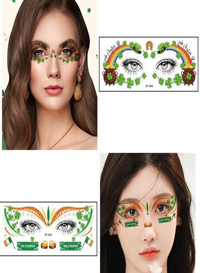 Hrnsnails 10 Sheets St Patricks Day Temporary Tattoos - St Patrick’s Day Shamrock Tattoos Face, Saint Patricks Day Shamrock Face Stickers, Waterproof Clover Tattoos Art Make up St Patricks Day Accessories - Image 4