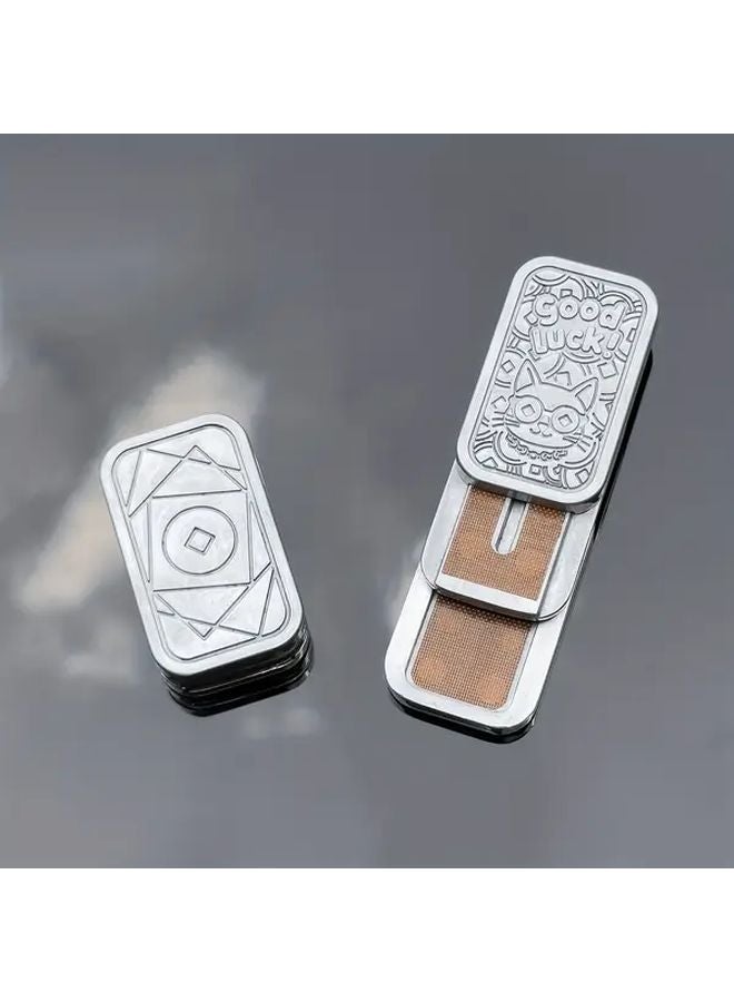 Silvery Lucky Cat Fingertip Gyroscope 3 Adjustable Levels Unlimited Push Creative Gift - Image 1