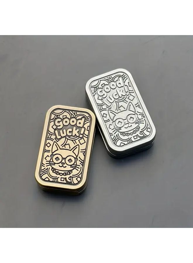 Silvery Lucky Cat Fingertip Gyroscope 3 Adjustable Levels Unlimited Push Creative Gift - Image 2