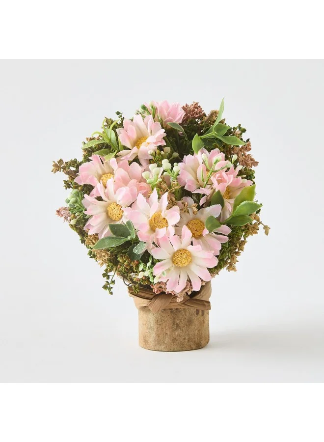 Home Box Caven Daisy Arrangement with Coconut Shell Stand Planter 15 x 15 x 18 cm