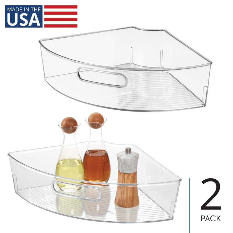 iDesign Clear Plastic 1/4 Wedge Bin for Corner Lazy Susan Cabinet, Kitchen Cabinet Organizer, 2-Pack - Image 2