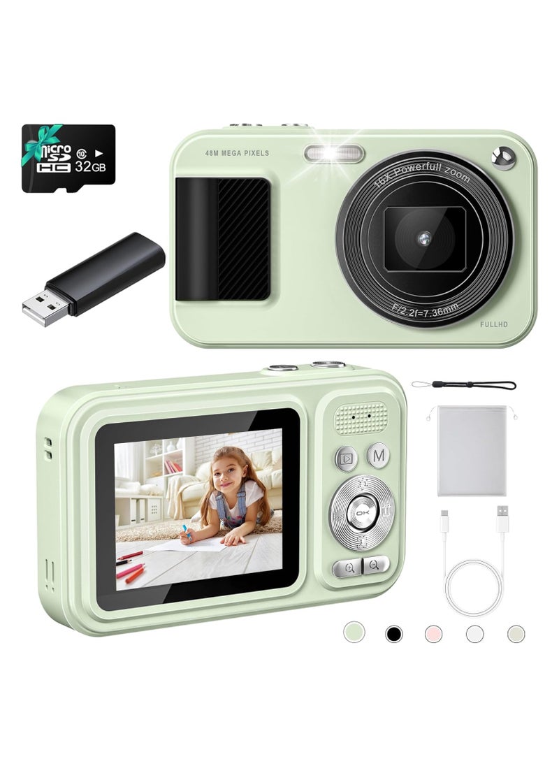 General Digital Camera, Student Camera with 32GB Card Autofocus 48MP Camera, 16x Zoom Stabilization Vlog Camera, Compact Small Camera for Boys, Girls, Teens  - Image 1