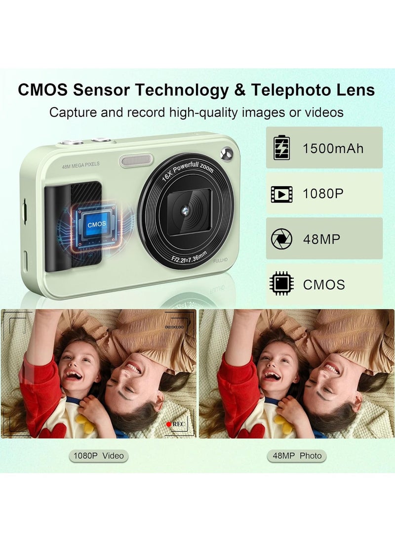 General Digital Camera, Student Camera with 32GB Card Autofocus 48MP Camera, 16x Zoom Stabilization Vlog Camera, Compact Small Camera for Boys, Girls, Teens  - Image 3