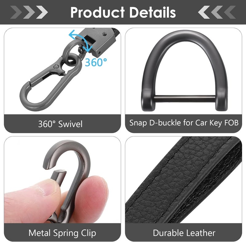 cobee PU Leather Keychain with Anti-Lost D Buckle and 3 Keyrings - Image 4