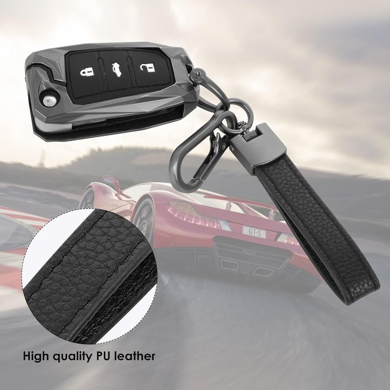 cobee PU Leather Keychain with Anti-Lost D Buckle and 3 Keyrings - Image 2