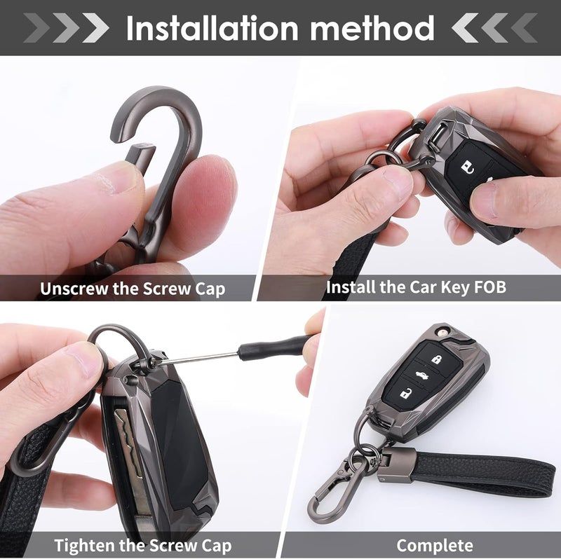 cobee PU Leather Keychain with Anti-Lost D Buckle and 3 Keyrings - Image 5