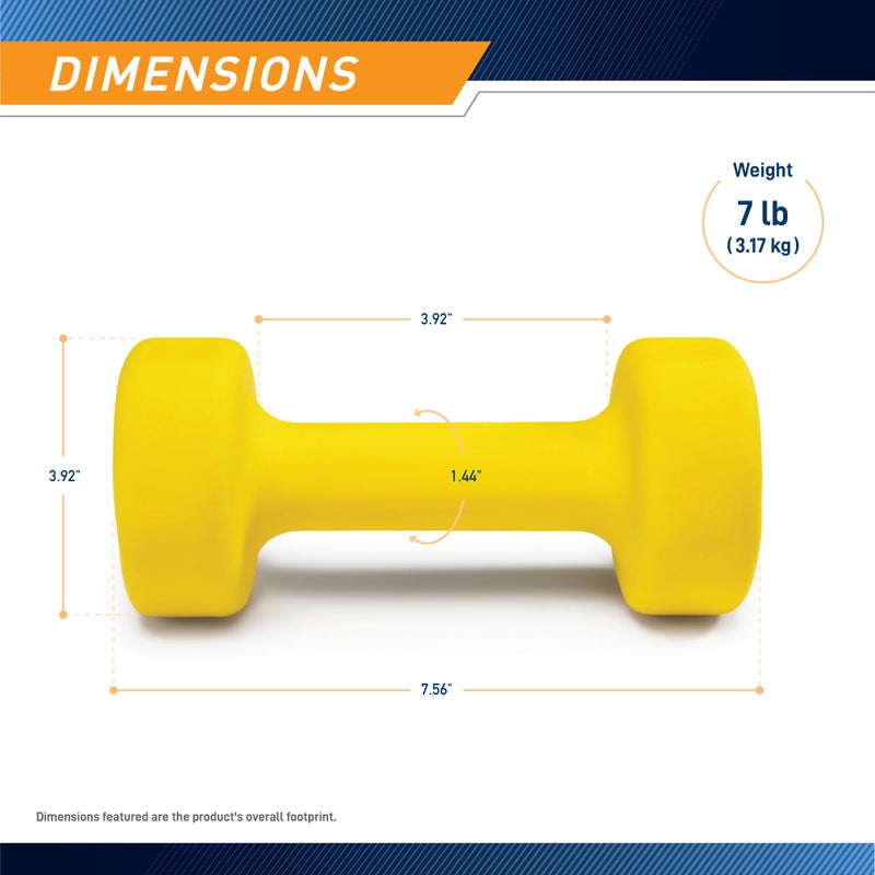 Marcy Neoprene Dumbbell, Single Piece, 7-lb, Canary Yellow - Image 2