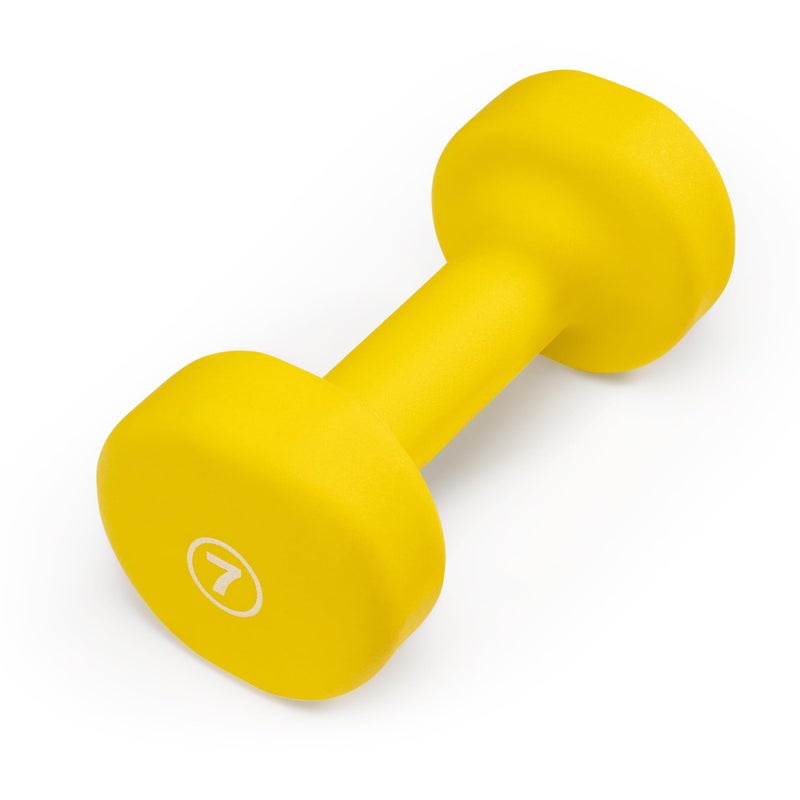 Marcy Neoprene Dumbbell, Single Piece, 7-lb, Canary Yellow - Image 1