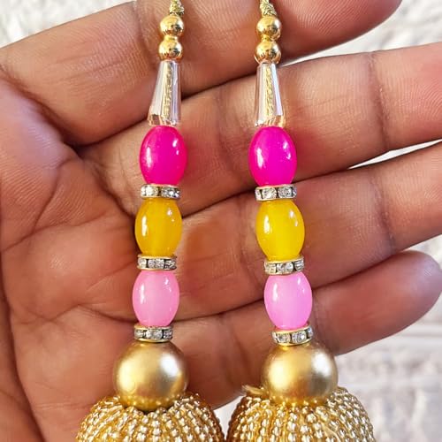 Adikala Craft Store Handmade Ethnic Cutdana Latkan Tassel Set of 2 for Saree Pallu, Blouse, Suits, Dupatta, Lehenga Decor, DIY Art & Crafts (Multi Color) - Image 3